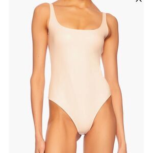 Susana Monaco Faux Leather Low Back Tank Bodysuit SZ L NEW